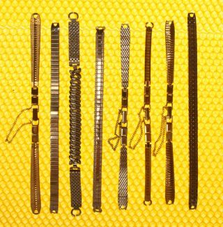 [lot Of 8] Vintage C - Ring Hook - End Speidel,  Twist - On Metal Cord Watch Bands Vgu