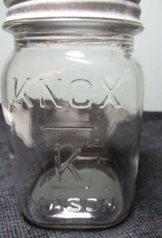 Vintage Knox Keystone One Quart Mason Jar W/ " Ball " Zinc Lid