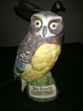 Vintage Ski Country Speckled Owl Mini Decanter Whiskey Bottle