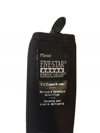 Vintage 90s Mead Black Five Star trapper keeper zipper binder 3 ring first gear 3