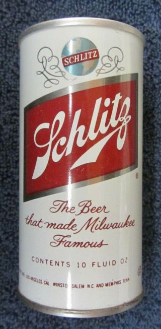 Vintage 1973 Schlitz 10 Oz Steel Beer Can Bo Vanity Tab Top Usbc 119 - 37 Dot