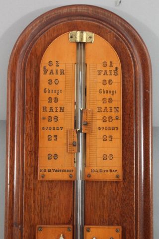 19thC Antique 38.  5in Victorian Walnut Barometer,  Thermometer Weather Station,  NR 2