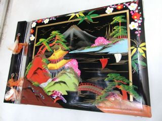 Vintage Japanese Musical Lacquered Photo Album Hand Painted With Mount Fuji 50 