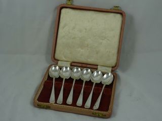 Boxed Set X 6 Solid Silver `rat Tail` Tea Spoons,  1933,  83gm - Walker & Hall
