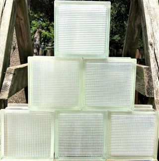 Vintage Reclaimed Architectural Glass Building Blocks - Ribbed Pattern.