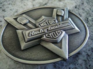 Vintage 1983 Harley - Davidson V - Twin Engine 80th Anniversary Belt Buckle