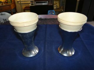 Vintage Dixie Cup Brand Ice Cream Cone Holders With Paper Cones 1950s Set Of 2