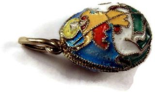 Ussr Russian Enameled Saint George Egg Charm Pendant Gold Over 960 Silver