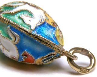 USSR Russian Enameled Saint George Egg Charm Pendant Gold over 960 Silver 2