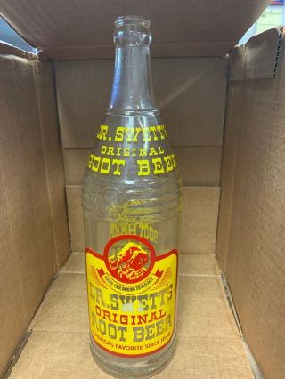 Vintage Dr Swett’s Root Beer Soda Bottle Boston,  Mass.  1 Pt 12 Ozs