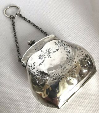 Antique 1918 (boots Pure Drug Company) Solid Silver Coin Purse And Loop Chain