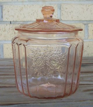 Mayfair Pink By Anchor Hocking Vintage Cookie Jar With Lid