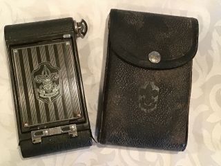 Antique Vintage Eastman Kodak Boy Scout Folding Bellows Camera W/ Leather Case