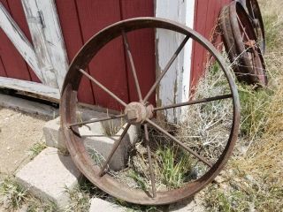 Antique Steel 24 Inch Wagon/tractor Wheel (3)