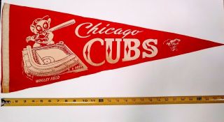 1950s Chicago Cubs Wrigley Field 11.  5x28.  5 Pennant Mlb Baseball Vintage