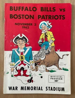Vintage 1962 Afl Nfl Boston Patriots @ Buffalo Bills Football Program - Nov 3