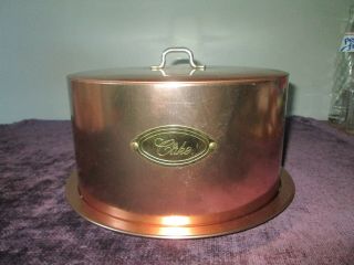 Vtg Med Cent Modern Copper Ballonoff Cake Carrier Saver Kitchen Maid 2 Pc Retro