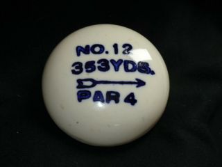 Antique Porcelain Golf Course No 12 Par 40 Aide Marker 2