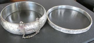 Vintage Set Of 2 Ec Sterling Silver Bracelets 42g