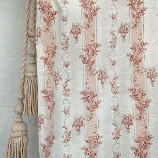 Antique /vintage French Fabric Printed Cotton Biedermeier Look Stripe Birds