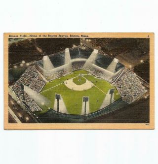 Vintage Postcard View Of Nl Boston Braves Field Mlb & College Football Team