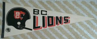 Vtg Bc Lions Single 1 Bar Full Size Cfl Football Pennant Vancouver