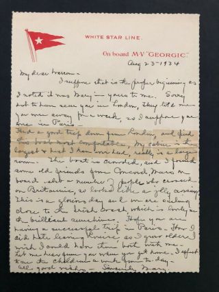 Mv Georgic - White Star Line | Rare Letter Card