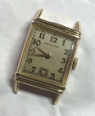 Vintage 1940s Hamilton Lester 14k Gold Filled Watch 980 17j Needs Service