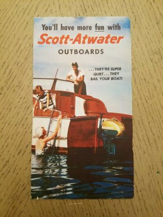 Rare 1956 Scott - Atwater Outboards Boat Motors Sales Brochure 33 16 10 7.  5 5 3.  6