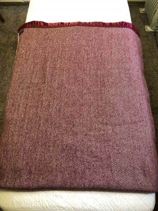 Vintage Pendleton Burgundy Striped Wool Blanket - Twin (72” x 81”) USA 3