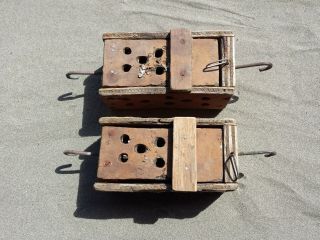 Vintage Wood Crab Pot Bait Containers 2