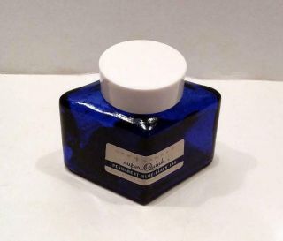 Vintage Parker Quink Solv - X Permanent Blue - Black Empty Ink Bottle & Box