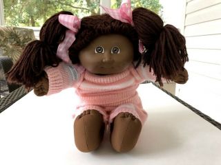 ☀️vintage 1984 African American Girl Cabbage Patch Kids Doll Black No Shoes