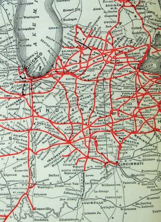 1919 Map of the York Central Lines Railroad.  Antique 2