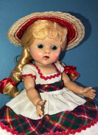 Vintage Vogue Strung Ginny Doll In Her 1953 Skinny Tagged “june” Dress