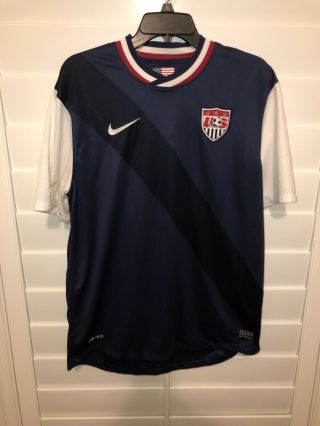 Vtg Nike Authentic Dri - Fit Usa Mens Soccer Jersey Blue White Red Size Large
