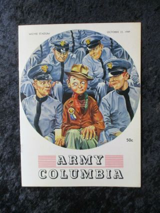Vintage October 22,  1949 Army Vs Columbia College Football Game Program 1506