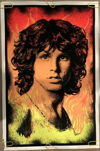 Vintage Black Light Poster Jim Morrison The Doors Velvet Flocked Pin Up