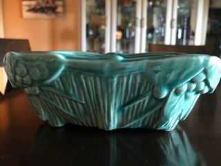 Vintage Mccoy Art Pottery Vase Planter Blue Green 8” X 3” High,