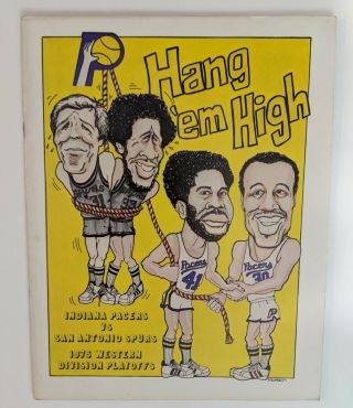 1974 Indiana Pacers V San Antonio Spurs Aba Basketball Playoff Program Ex - Mt