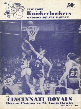 1965 York Knicks Vs Cincinnati Royals Nba Basketball Program Vintage Msg