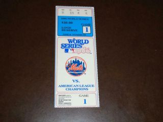 1986 York Mets World Series Ticket Stub Game 1 Vs Boston Red Sox