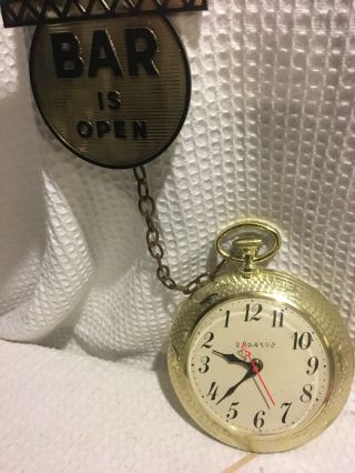 Vintage Bar Is Open Sign Spartus Clock Going Backwards