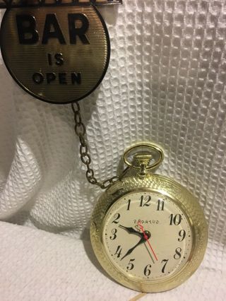 Vintage Bar Is Open Sign Spartus Clock Going Backwards 2