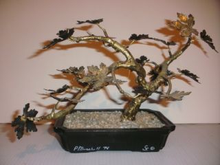 Vintage 1974 Bonsai Tree Sculpture Signed By Artist P.  Marshall 10 " X 7 "