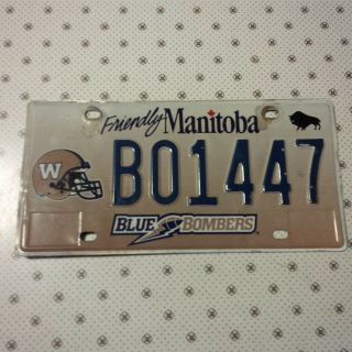 2012 Manitoba - Winnipeg Blue Bombers - License Plate