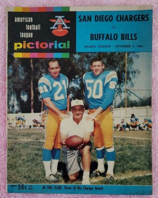 1966 Afl Football Program,  San Diego Chargers Vs Buffalo Bills At Balboa Stadium