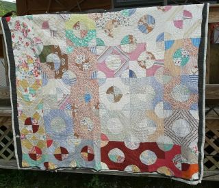 1930s Antique Handmade Farm Country Patchwork Pattern Quilt 76 " X 66 "