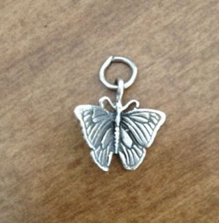 Estate Vintage Stunning Butterfly Charm Or Pendant For Child Sterling Silver