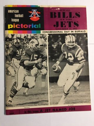 York Jets 1966 Afl Program Jets Vs Bills Nov 13,  1966 Joe Namath